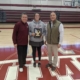 Coach Terry Canova and Will Phillips presents Greene & Phillips Player of the Week to Ansleigh Ishee