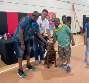 David Greene and Judge at Special Needs Luau at Dotch Commnity Center Trinity Gardens